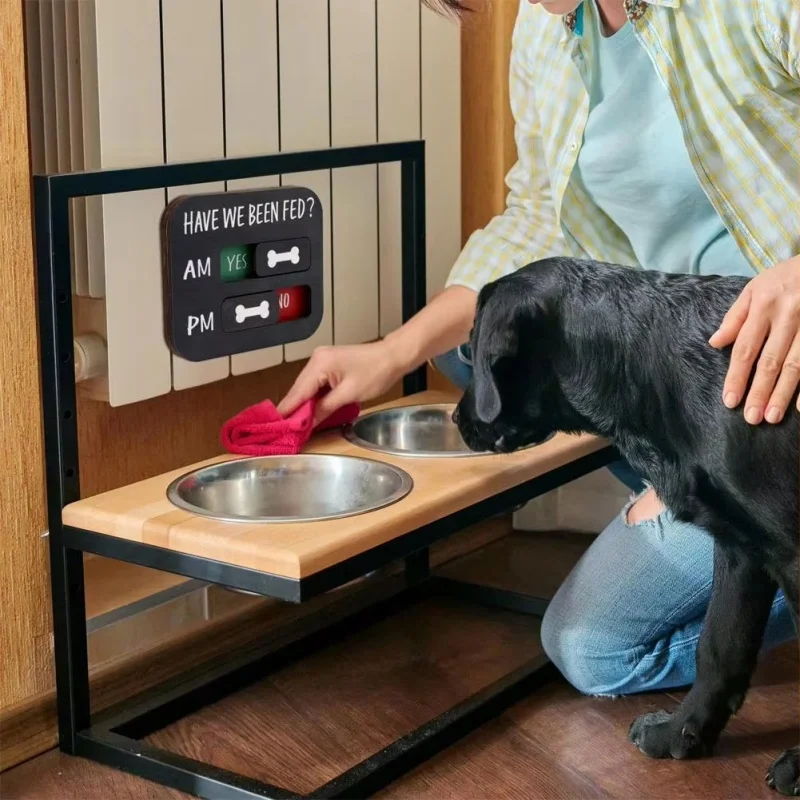 Dog Feeding Reminder Device Simple Design With Magnets Acrylic Feeding Board Pet Feeding Indicator Sliding ON/OFF Magnets
