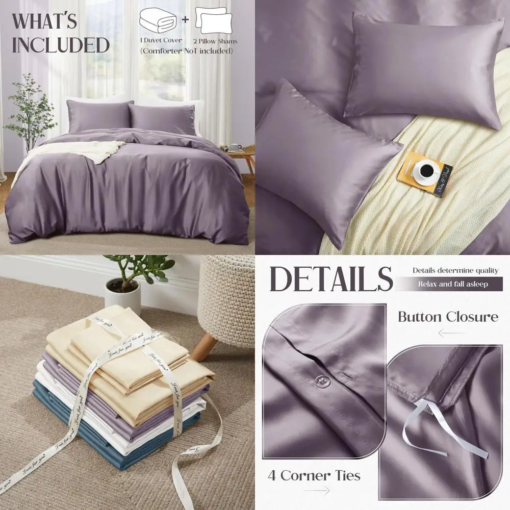 

Queen Size Lavender Lyocell Duvet Cover Set - Cooling, Breathable, Ultra-Soft for Hot Sleepers - 90 x 90