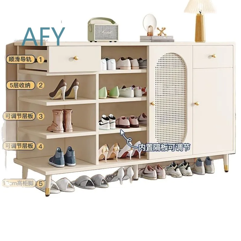French Household Door Shoe Rack for Wall Mounted Side Entry Integrated Large Capacity Organizer for Home Hallway Closet
