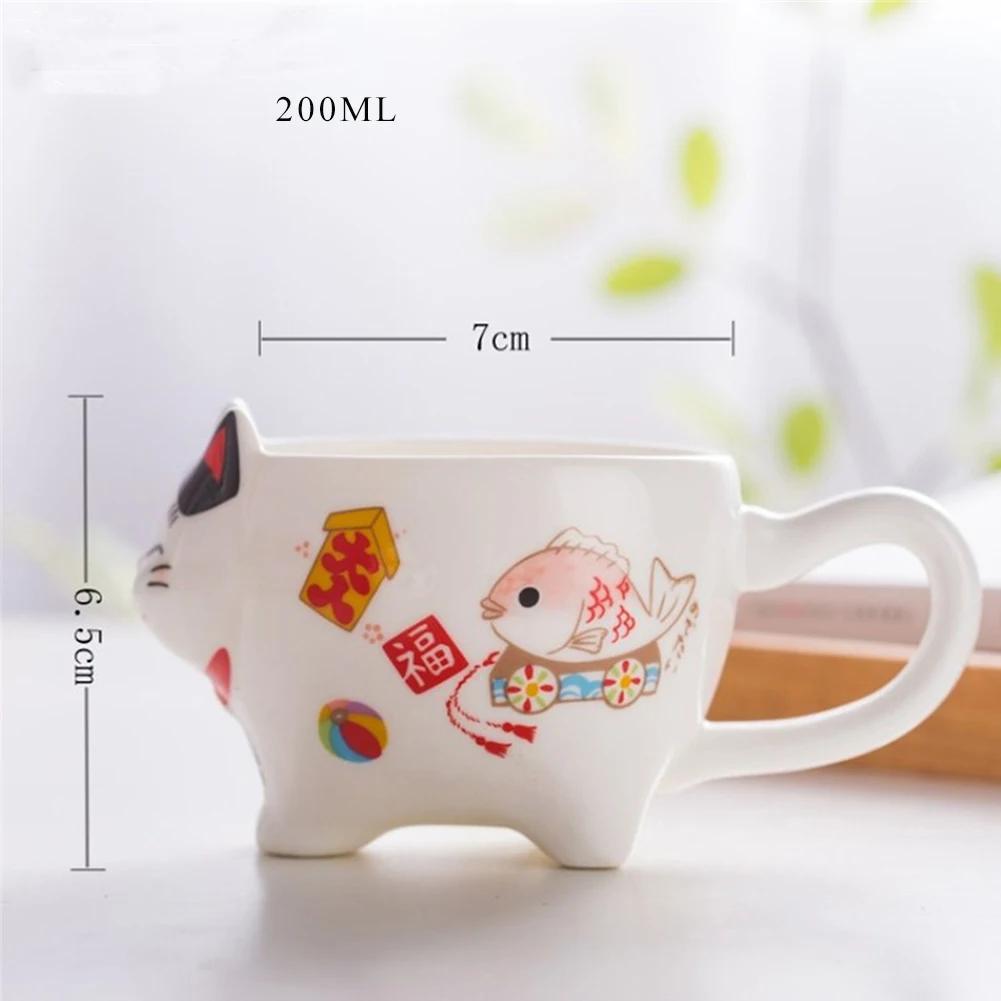 Ceramic Lucky Cat Cartoon Cups, Teapot, Coffee, Milk Mug Sets, Breakfast, Afternoon Tea Pot, 1 Teapot, 2 Mugs, Cute, 3Pcs per Lo