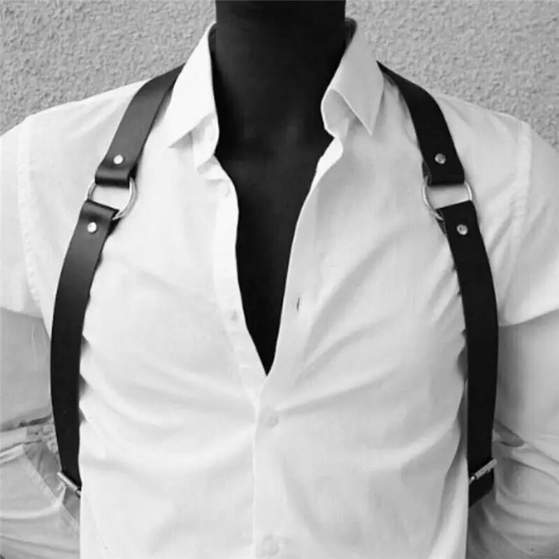 [2411 People Gave Positive Reviews]Men's New Product Strap Straight Down Leather Shirt Strap Chest Strap Functional Punk Strap view 2