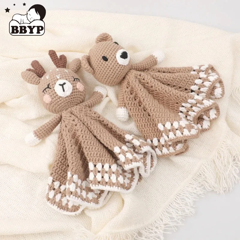 Handmade Cotton Baby Towel kawaii Knitted Bear Doll Newborns Security Comforters Blanket Baby Face Towel Soothing Towel Doudou