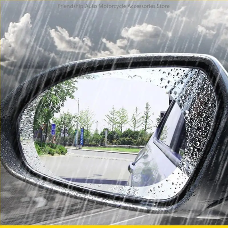 SZCH 2Pcs Car Rain-proof Film Rearview Mirror Waterproof Film Universal Window Glass Clear Anti-Fog Anti-reflective Sticker