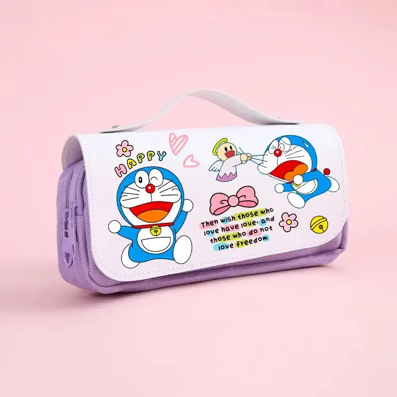 Bolsa de lápices de dibujos animados Doraemon para niños, bolsa creativa de gran capacidad para estudiantes, papelería multifuncional, bolsa de almacenamiento de regalo