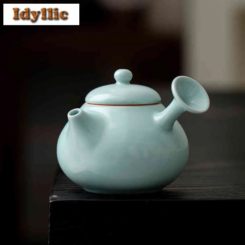 140 مللي كونجيلد الدهون سماوي الجانب مقبض إبريق الشاي الإبداعية الشاي Infuser وعاء الشاي تمرغ غلاية مع مصفاة طقم شاي صيني الحلي #4