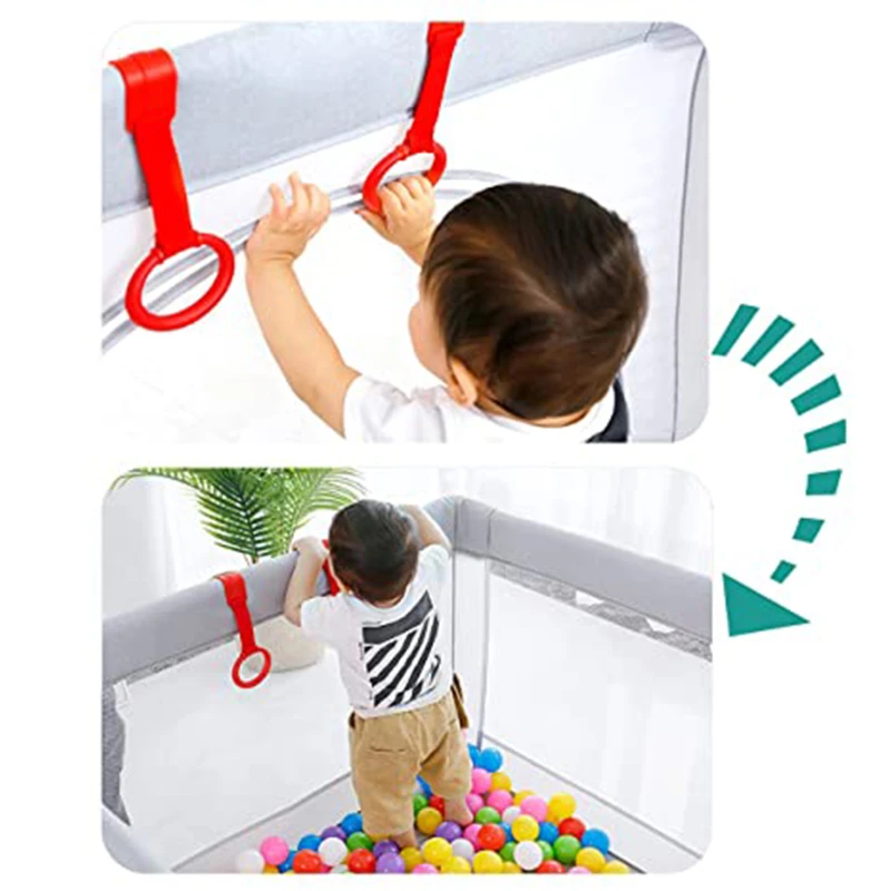 Baby Walking Assistant Pull Up Ring Safety Learning Stand Up Rings For Playpen Crib Hooks Bed Arm Exercise Gym For Toddlers