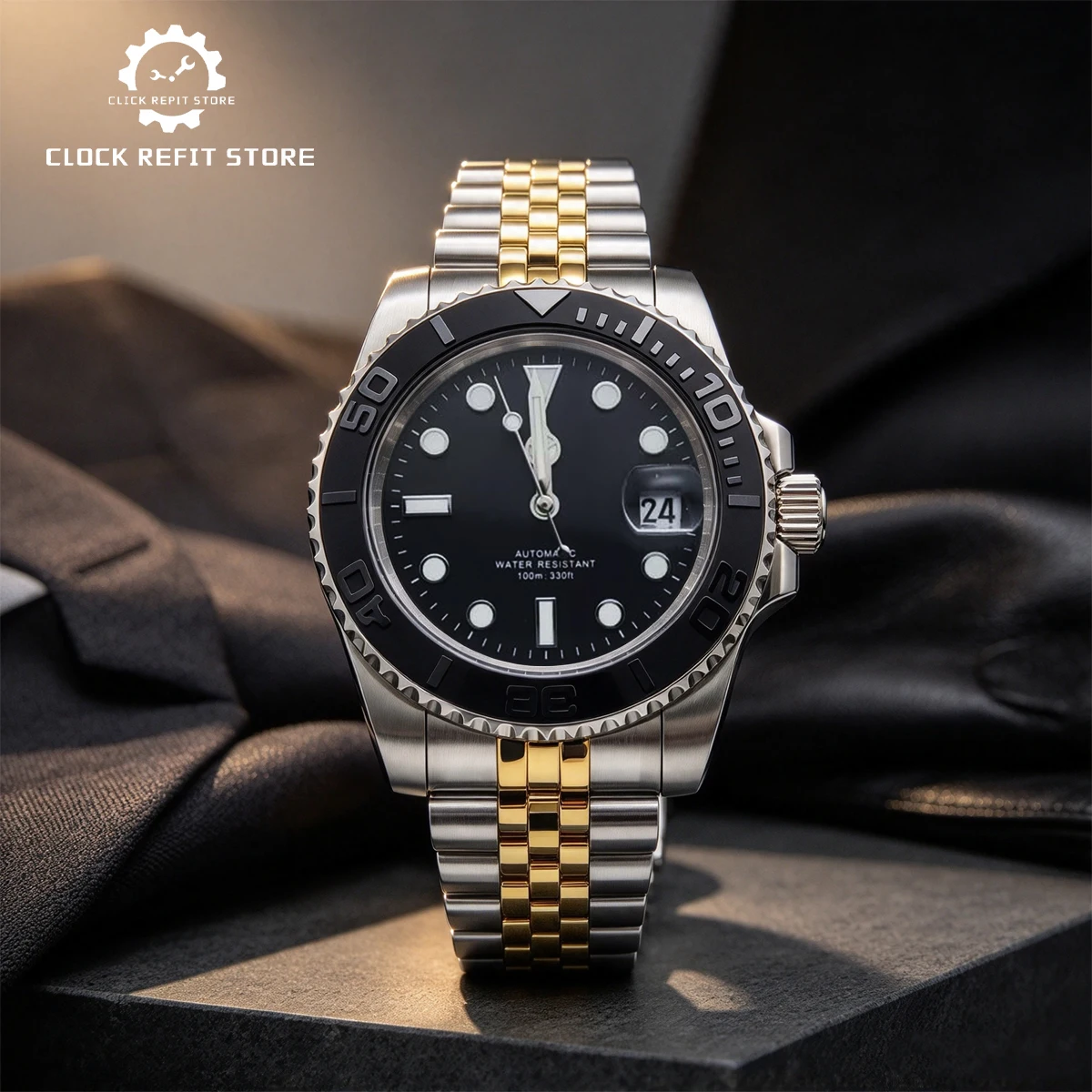 Hot Sale 42mm Japan Miyota 8215 Men's Watch, Stainless Steel Case Two-Tone Bracelet Sapphire Crystal Luminous DIY Gift