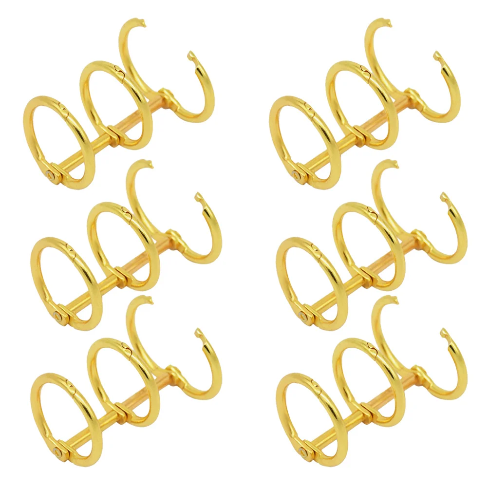 6 Pcs Metal Binder Three-hole DIY Rings Loose Leaf Practical Segmented Scrapbook Notebook File Gold Trim