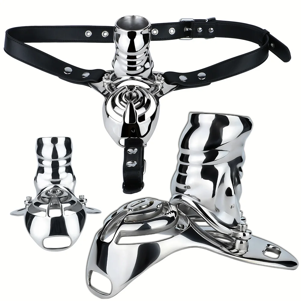 LEZEE Metal Male Chastity Cage Device Cock Cage Penis Holder Urethral Lock Rod Holders Delay Ejaculation Adult Toy For Men