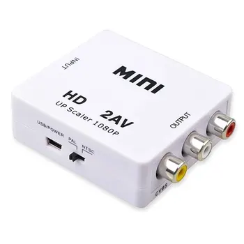 HDMI 호환-AV RCA 어댑터 컨버터 미니 박스, RCA AV CVSB LR 비디오 합성 AV 스케일러 컨버터, PC HDTV 프로젝터용 