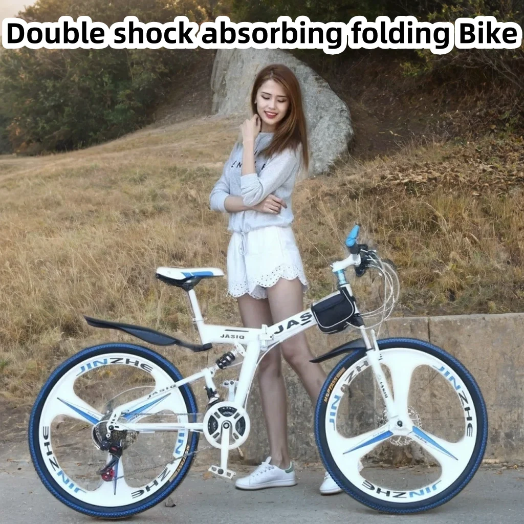 

24/26 дюймов MTB складной горный велосипед с регулируемой скоростью, двойной дисковый тормоз, полная подвеска, городской велосипед, мягкий хвост, беговой велосипед