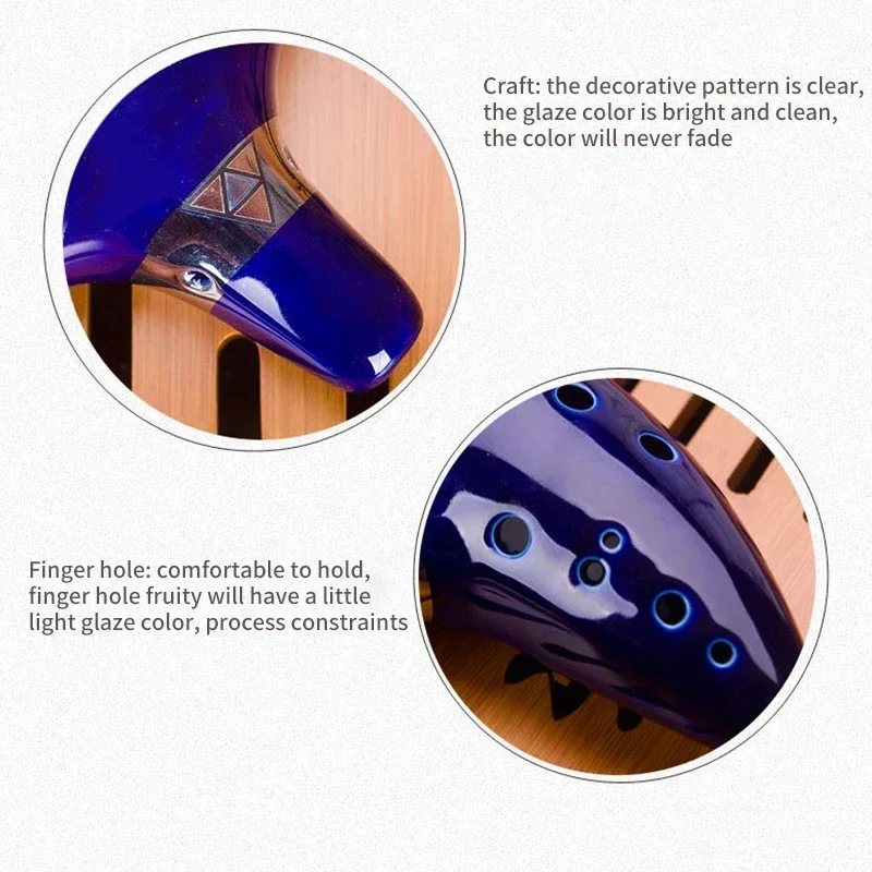 Heiß ﻿ Ocarina Ceramic Legend Of 12 Tones Alto C Keramik-Ocarina Musikinstrument mit Liederbuch, Halsschnur und Halskordel – Detail 6