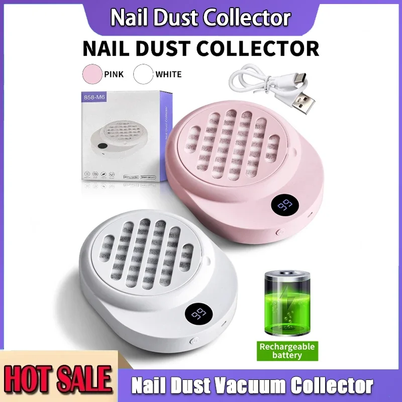 Mini aspirateur à ongles alimenté par batterie, moteur sans balais, fonctionnement silencieux, filtre anti-poussière pour le meulage et le retrait des ongles