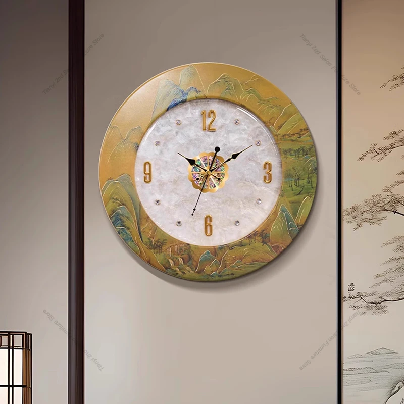 

Nordic Creative Round Brass Clock Minimalist Shell Living Room Wall Clock Living Room Dining Room Home Decor Reloj Pared FYWC