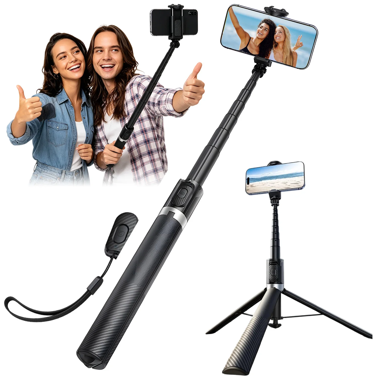 Trépied pour selfie, support de téléphone portable pliable et automatique, télécommande Bluetooth, support portable pour vlog, support de prise de vue pour tous les smartphones