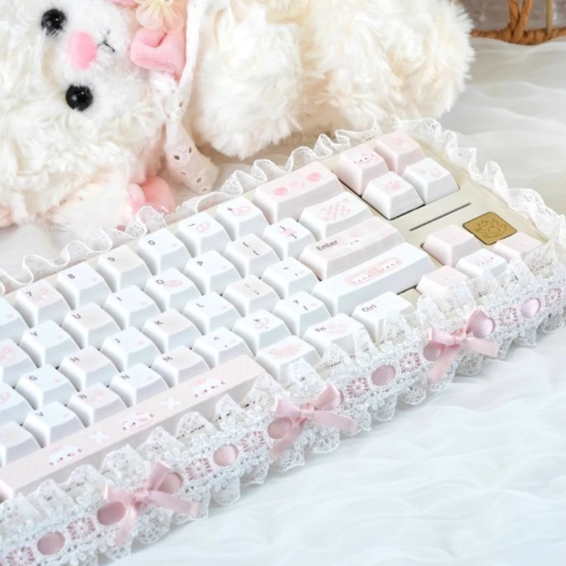Pequeno gato da enfermeira keycap personalizado bonito pbt cereja profiel sublimação térmica rosa teclado mecânico keycap adequado para escritório