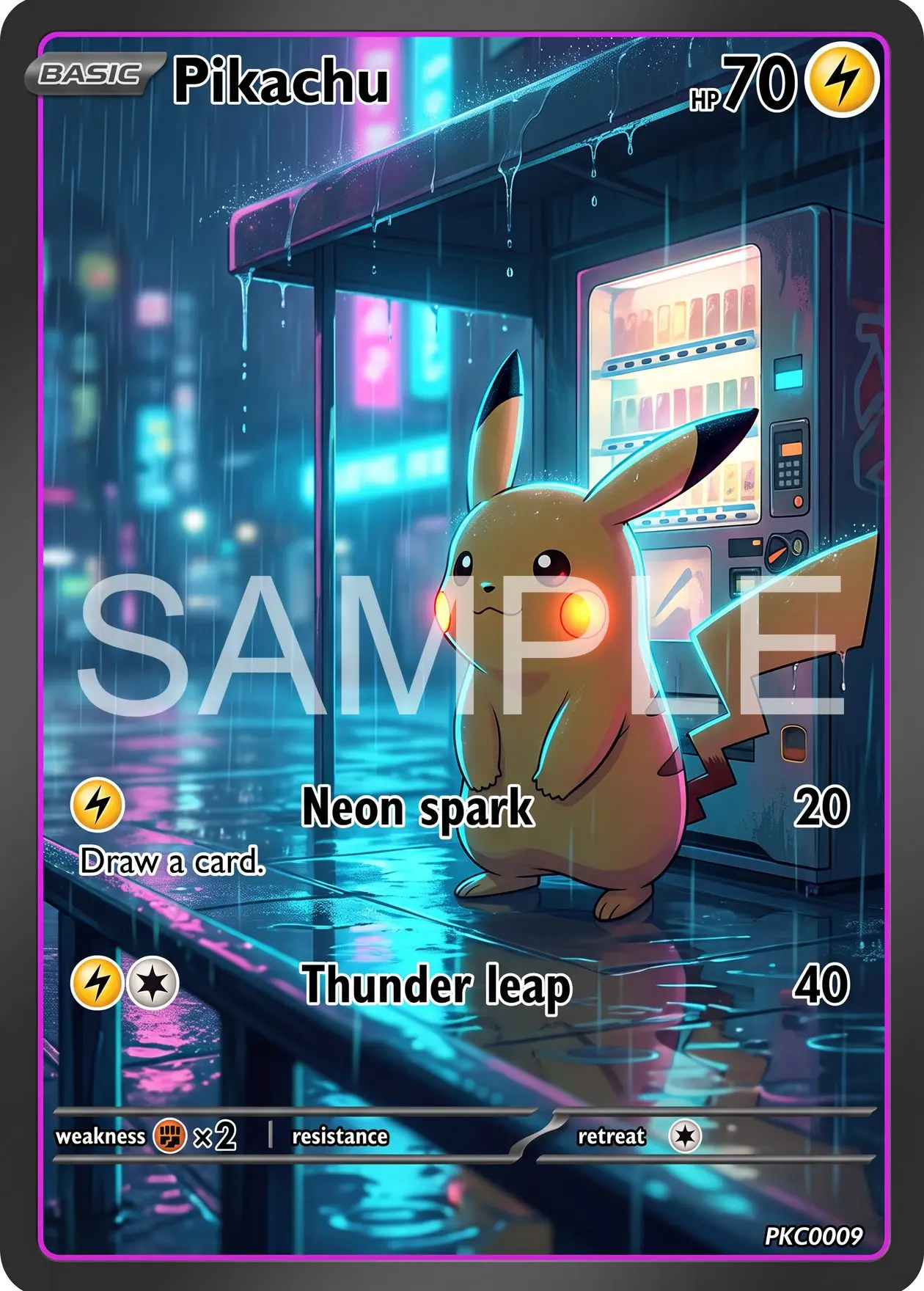 7Pcs PKM Cards PTCG Neon Noir Style Gengar Umbreon Lucario Greninja Meowth Mewtwo Custom Illustrated Art Set Cards PTCG Gift