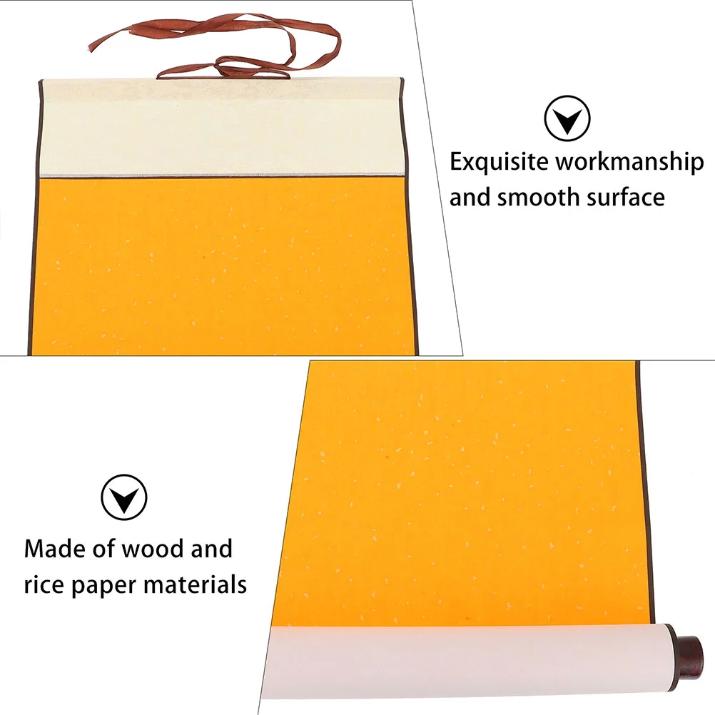 Hanging Office Decor Reel Calligraphy Paper Painting Scroll Drawing Yellow