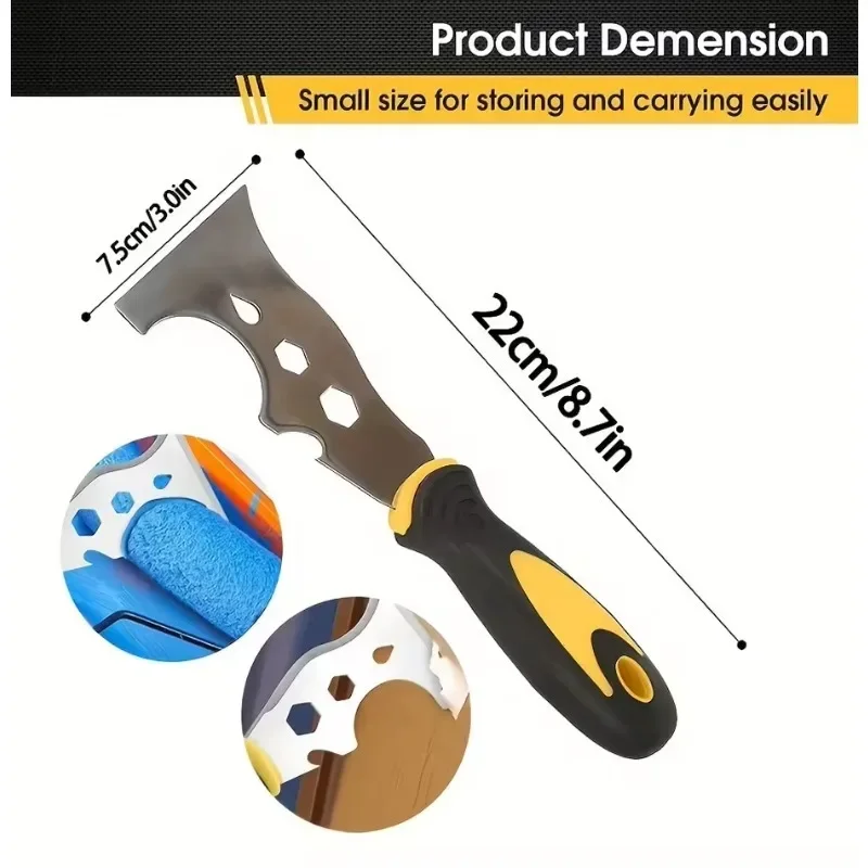 Pengikis Cat 15 in 1 Multi Guna Baja Tahan Karat, Alat Penghilang Wallpaper, Pembuka Kaleng untuk Konstruksi Rumah DIY