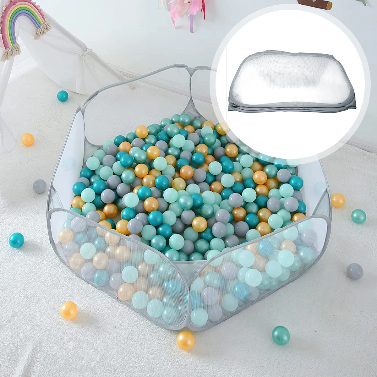 Child Ocean Ball Pool Portable Cute Children Ball Pit Easy Folding Toddler Ocean Balls Play Pools for Indoor Outdoor Game House