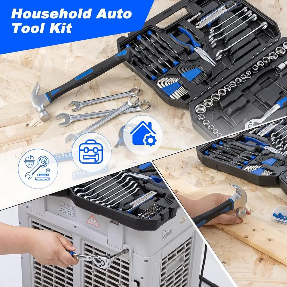 Complete 200-Piece Tool Kit for Home & Car Repair with Portable Storage Case