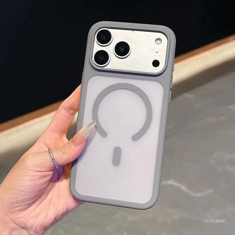 

Luxury Matte Translucent for Magsafe Case for iPhone17 16ProMax 15 14Plus 13 12Magnetic Wireless Charging Shockproof Cover Shell