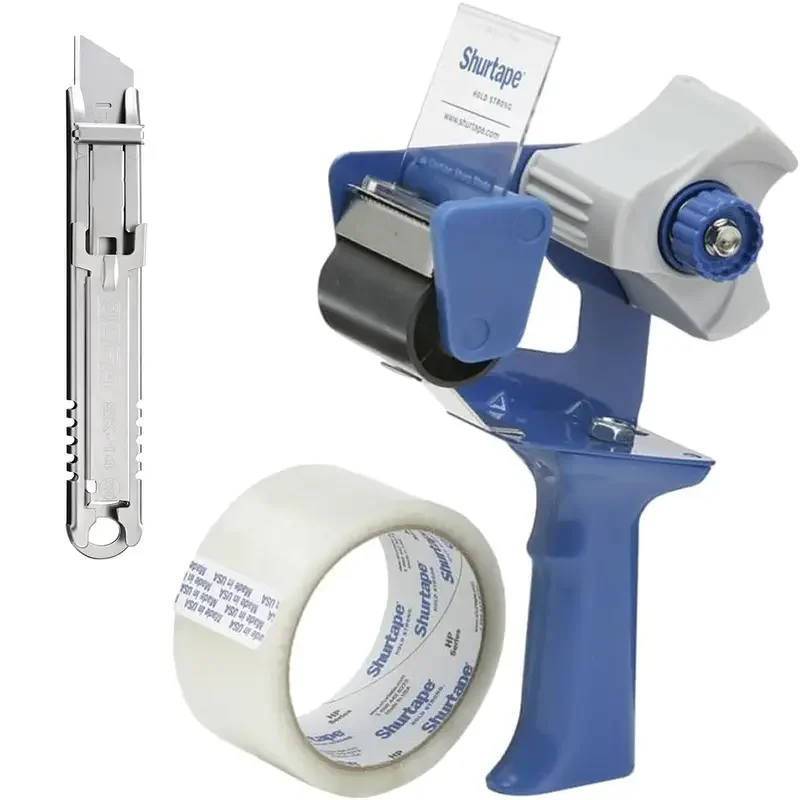 

Moving Set: 2"x110 Yds Packing Tape + Tape Gun + Safety Knife - Strong Adhesive for Shipping, Moving, Storage
