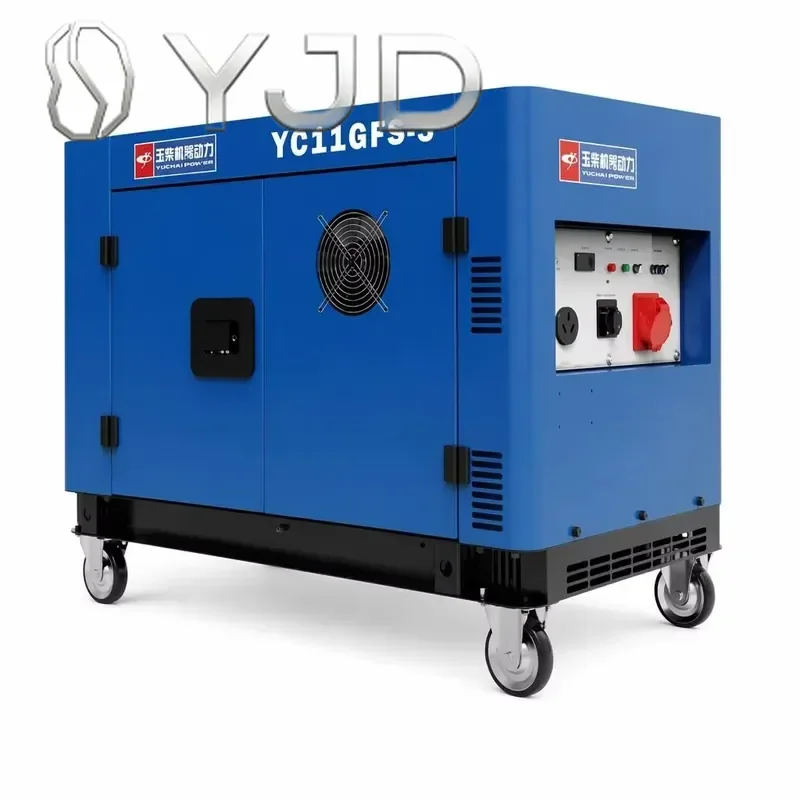 YJD Yu Chai 11kw Diesel Generator Silent 12kW Max Double Cylinder Air Cooled 3 Phase 400V 230V Electric Start Power Generator