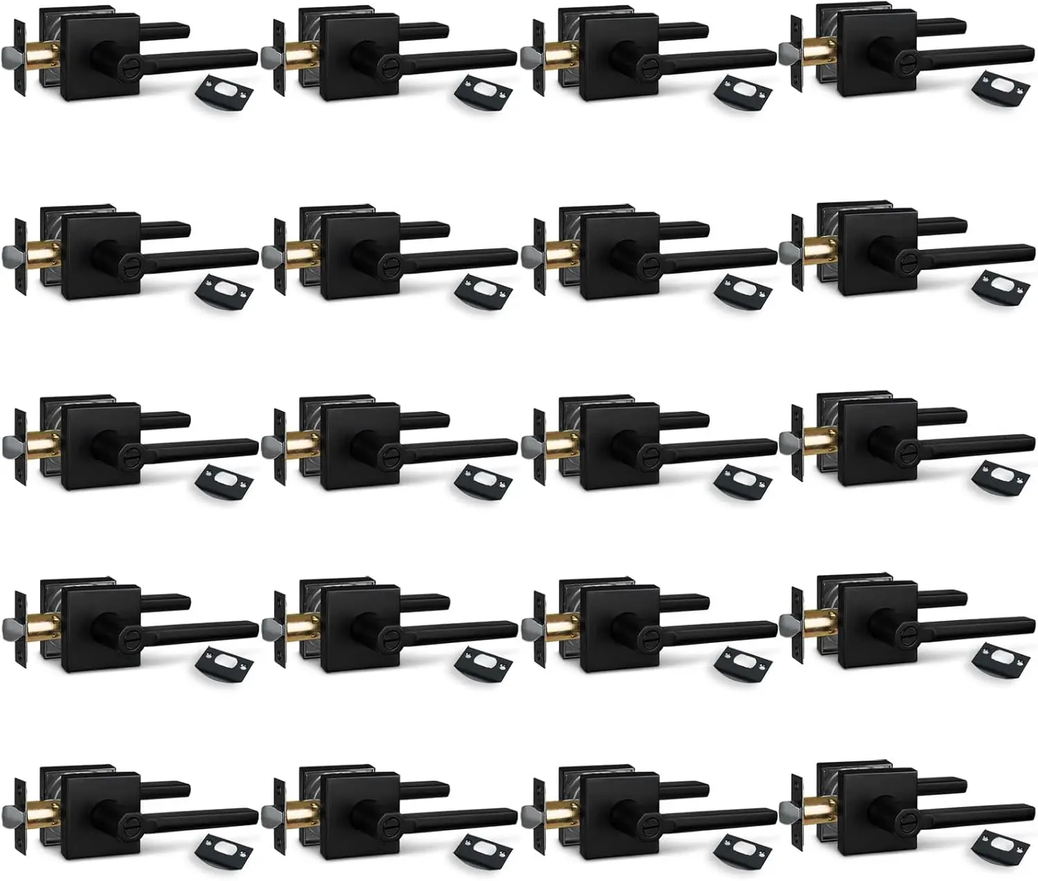 (20Pack Bed/Bath Room Door Lever for Privacy Bathroom and Interior Door Door Lock Handle in Aged Matt Black