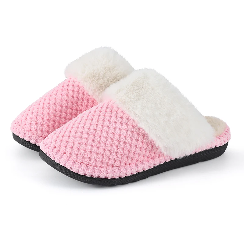 Comwarm Fur Fluffy Women Slippers Winter New Furry Indoor Flat Shoes Lightweight Plush Bedroom Slides Fuzzy House Cotton Slipper