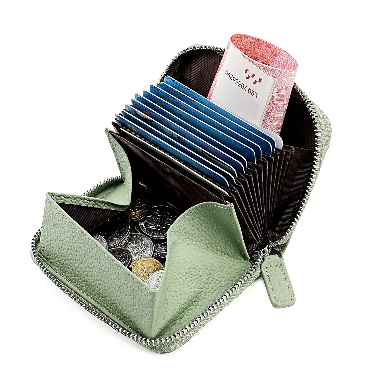 Rfid Cow Genuine Leather Credit Card Holder Wallets Men Women Bank Cardholder Money Bag Female Zipper Purse Minimalistic Wallet