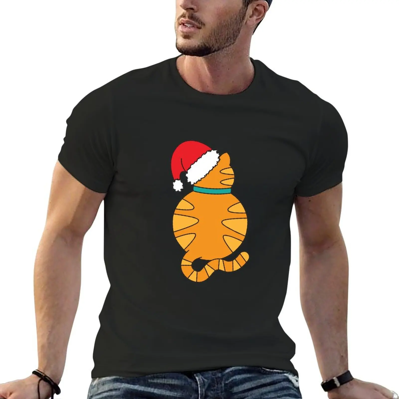 Ginger Cat Christmas Jumper, Xmas Tabby Xmas Novelty Xm T-Shirt Louboutins Clothing men t shirts high quality