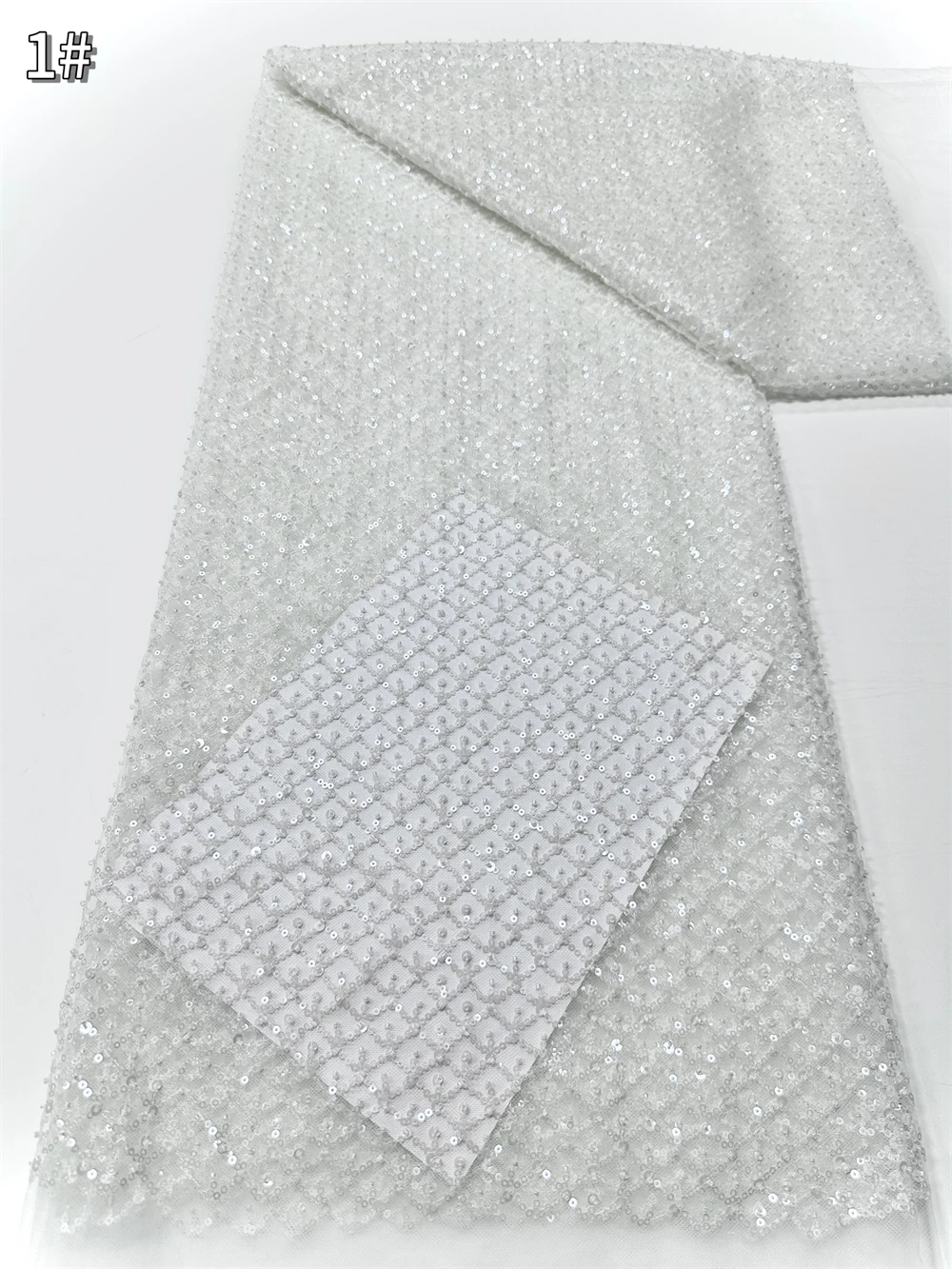 ผ้าลูกไม้ปักเลื่อม 5 หลา ผ้าลูกไม้แอฟริกันคุณภาพสูง ปี 2026 สีเขียว ลายดอกไม้ 3 มิติ ผ้าลูกไม้ทูลล์ปักเลื่อมสำหรับงานเย็บปักถักร้อย