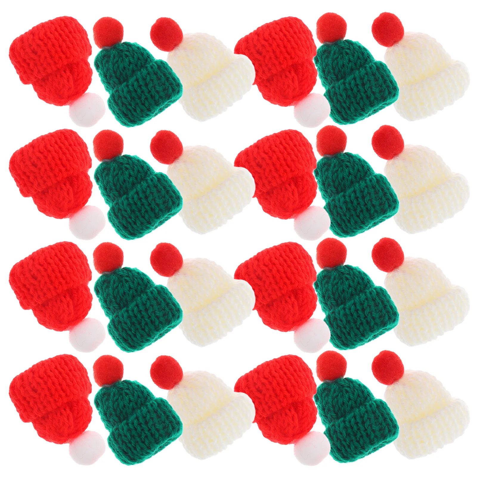 24 Pcs Woolen Beanie Christmas Hats Mini Knitting Yarn Craft Letter Tree Ornaments Tiny Baby DIY Supplies