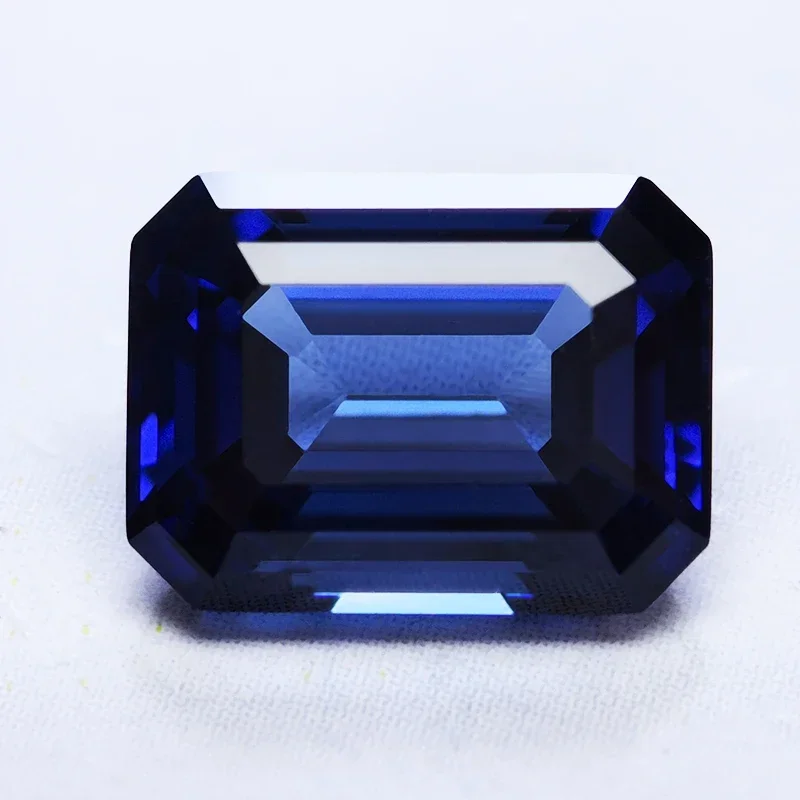 

Lab Grown Sapphire Royal Blue Color Emerald Cut Gemstone Charms DIY Advanced Jewelry Making Materials Selectable AGL Certificate