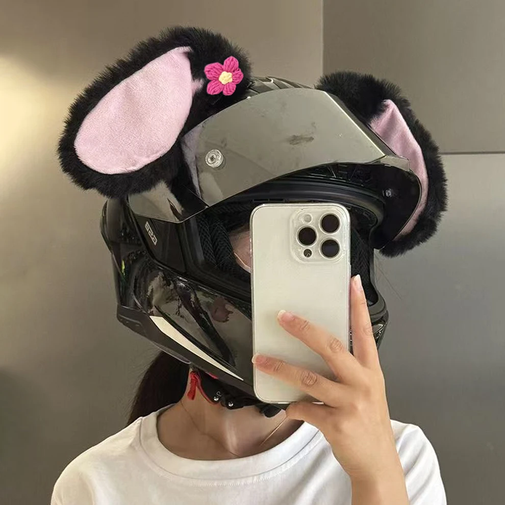 New Creative Motorcycle Helmet Decoration Plush Ears for Women and Children - Dog Ears Stickers Accessories for Cosplay Styling