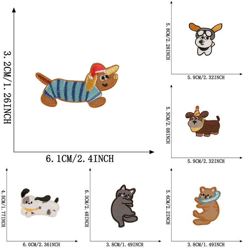 15 Stück selbstklebende Aufnäher für Hunde und Katzen, niedliches Tier für Kleidung, Kinder, bestickte Eisen-Aufkleber-Packung, zum Nähen von Parches, Stoff, Jacke, DIY – Detail 3