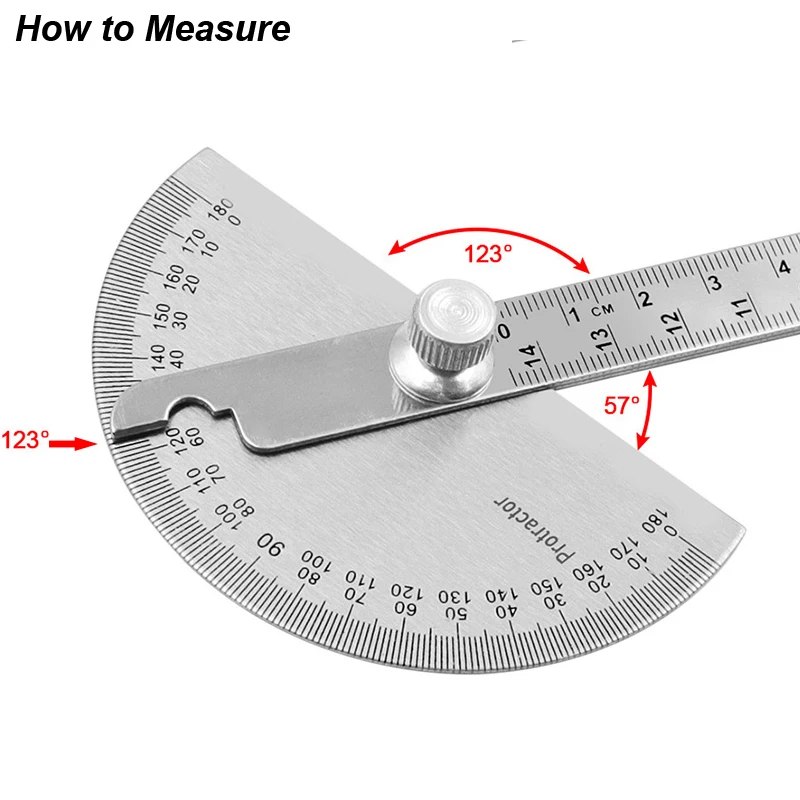 Angle Meter Measure Protractor Ruler Metal Finder 180 Degree Guage Goniometer Stainless Steel Woodworking Wood Measurement Tool