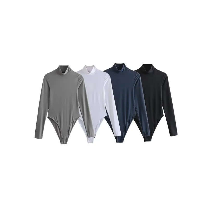 

Женский модный комбинезон с высоким воротником и длинными рукавами, повседневные женские леггинсы, женское боди