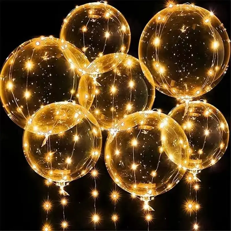 

10Pcs Bubble Ballon Colorful Warm 3M Lights String LED Light Up Bobo Balloons Transparent Birthday Accessories Festival Wedding