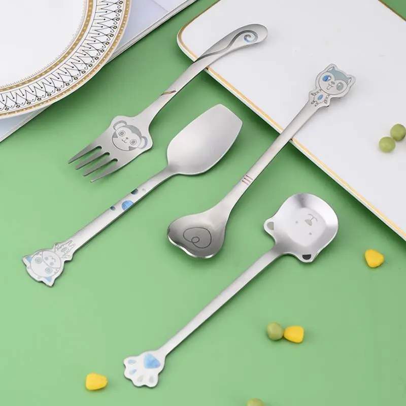 304 stainless steel children's spoon bear, creative cartoon fork cute tableware set