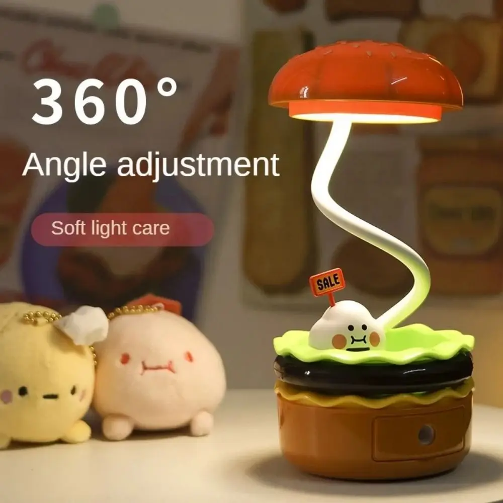 3 Modes Touch Switch Hamburg Table Lamp Hamburger Shape Pencil Sharpener Hamburger Night Light Rechargeable Orange