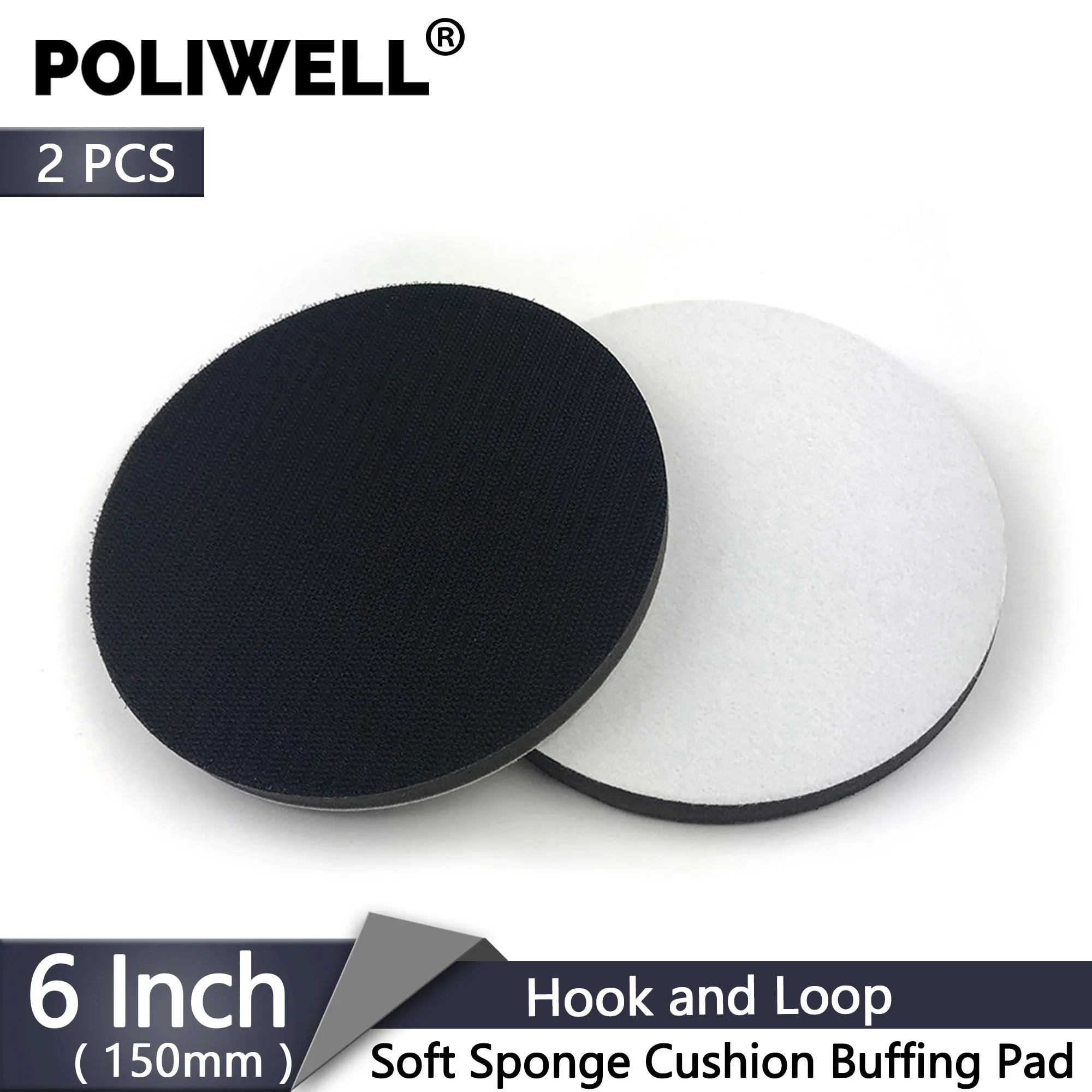 2 PCS 6 Inch 150mm Soft Sponge Interface Cushion Pads for Back-up Sanding Pad and Hook&Loop Sanding Discs Random Orbital Sander