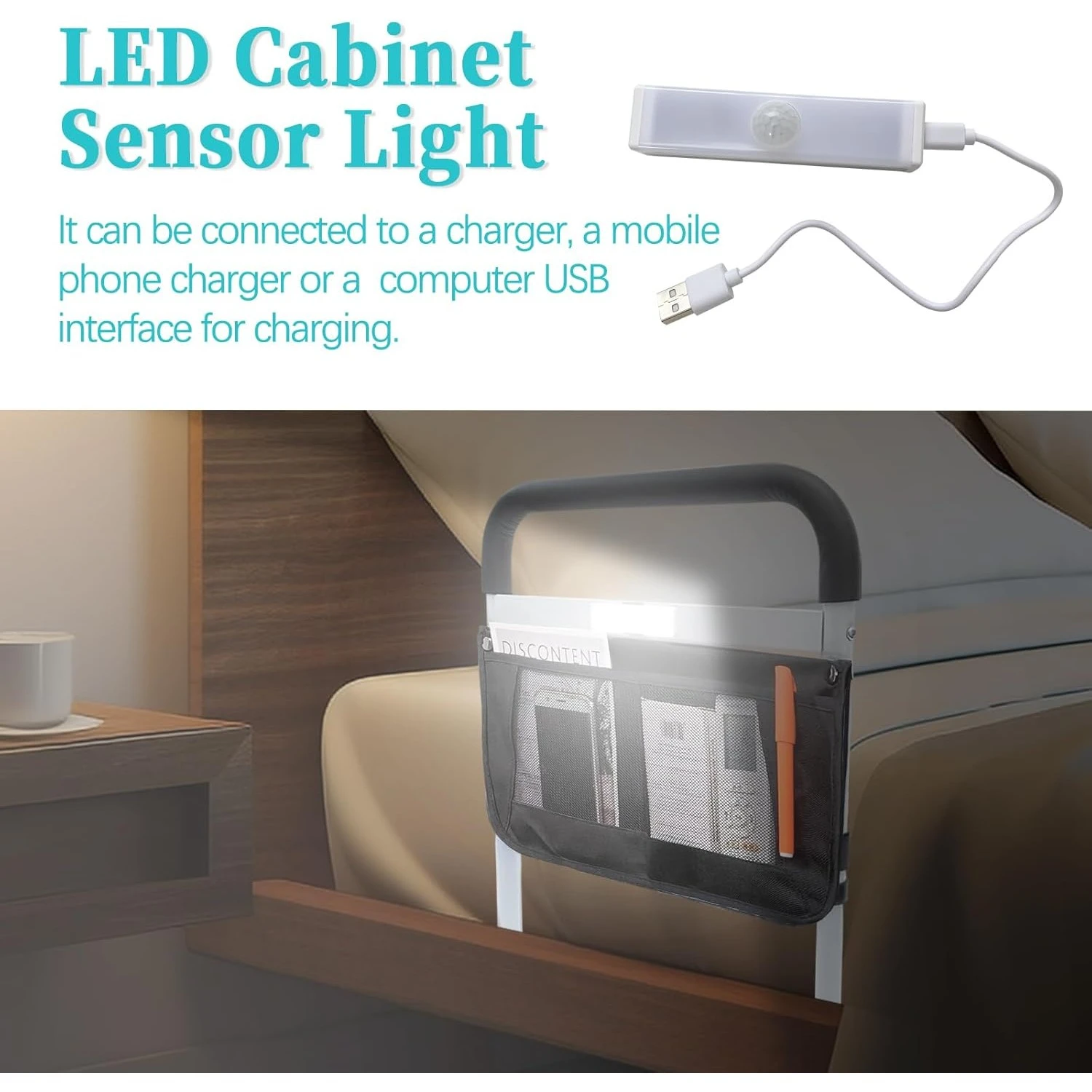 Bed Rails for Elderly Adults Safety with Adjustable Heights Storage Pocket Assist Support Side Railings Seniors Slides