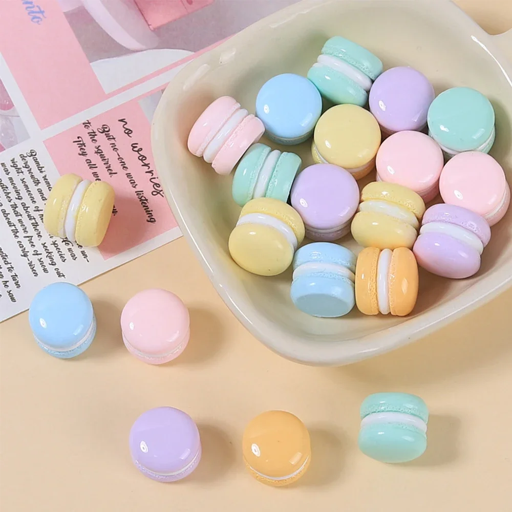 10 Uds. De cabujones de resina con parte posterior plana en miniatura de la serie de pastel de macarrón brillante para horquilla, álbum de recortes, accesorios artesanales para decoración del hogar DIY