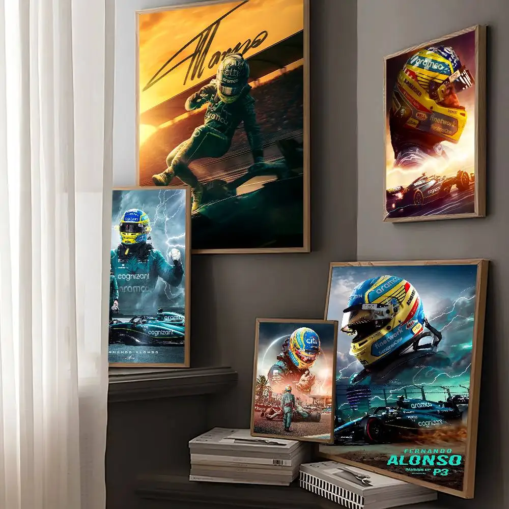 لاعبي الرياضة التنافسية الكلاسيكية فرناندو ألونسو أنيمي الملصقات لزجة ورق أبيض ملصق DIY غرفة بار مقهى Kawaii غرفة ديكور #4