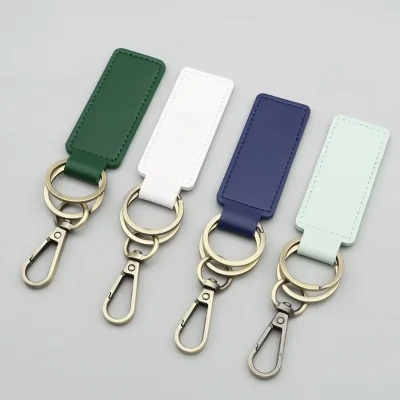 

Custom LOGO Name PU Leather Keychain Blank Vintage Personalized Car Door Key Chains Laser Engrave Bag Hanging Decoration Keyring