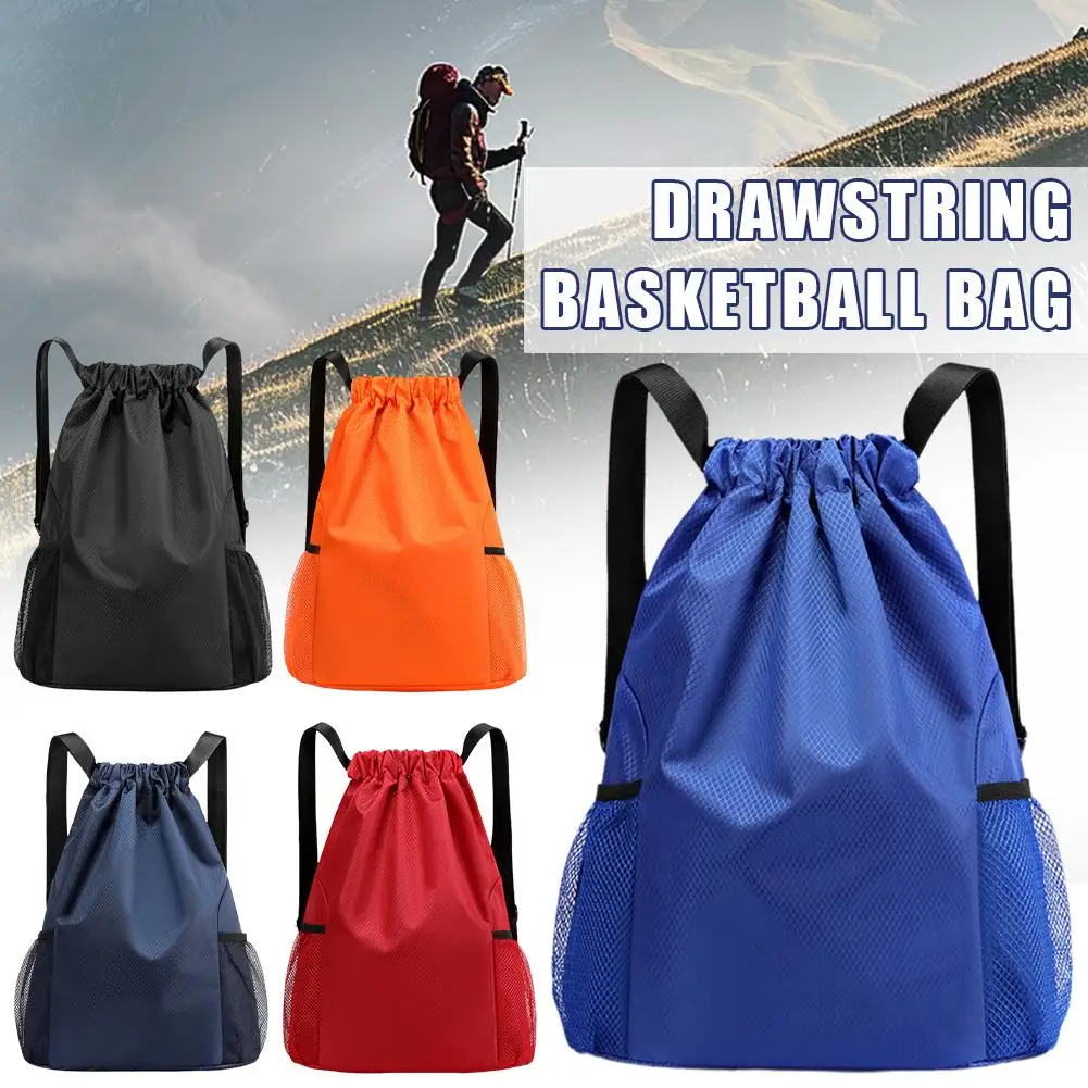 Outdoor Sport Storage Bag Thick Rope Basketball Soccer Large Gym Ball Waterproof Fitness Capacity Backpack Bag Nylon Drawst V1Y2