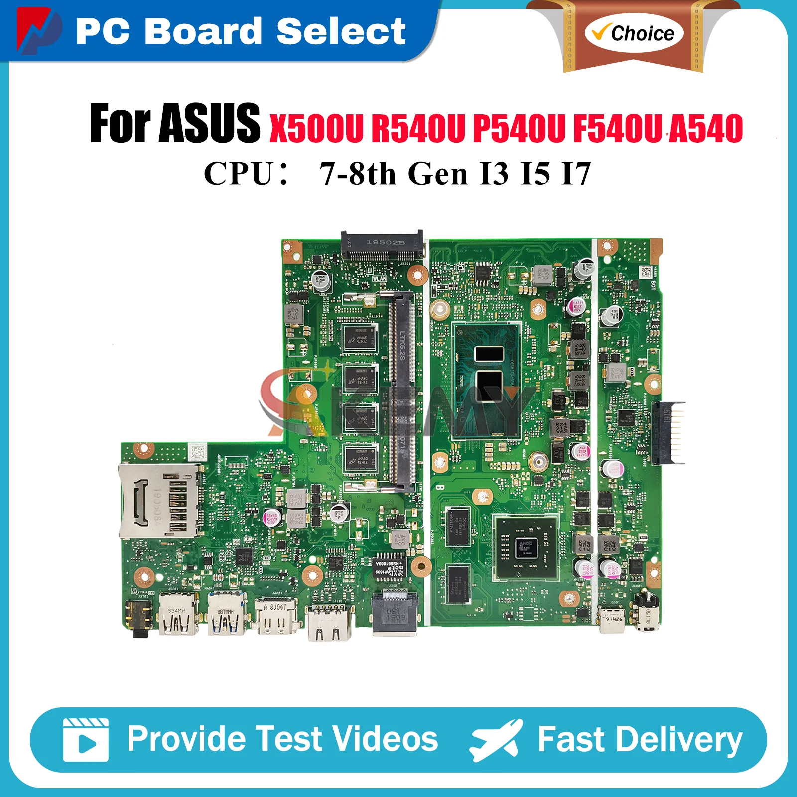 X540UP Laptop Motherboard For ASUS X500U X540U A540U X540UPR X540UP P540U F540U R540U K540U Mainboard With I3 I5 I7 CPU Tests OK
