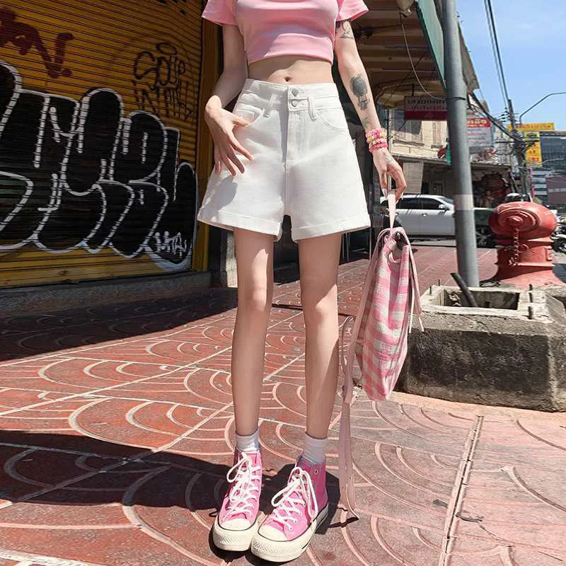

High Waist Wide Leg Jeans Women's Summer New Loose Slimming Versatile Causal Short Jeans Three-Quarter Length Women's Pants